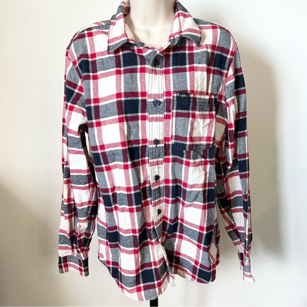 Hollister Plaid Flannel Size M‎ Cotton Button Up Long Sleeve Collared Shirt